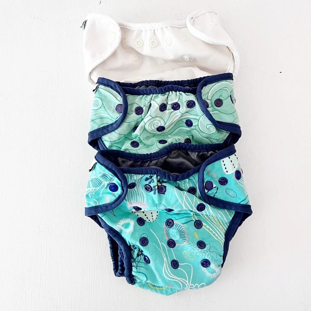 Best Bottoms Diaper Cover Lot of 3 Ocean Sea‎ Jellyfish Reusable Bestbottoms